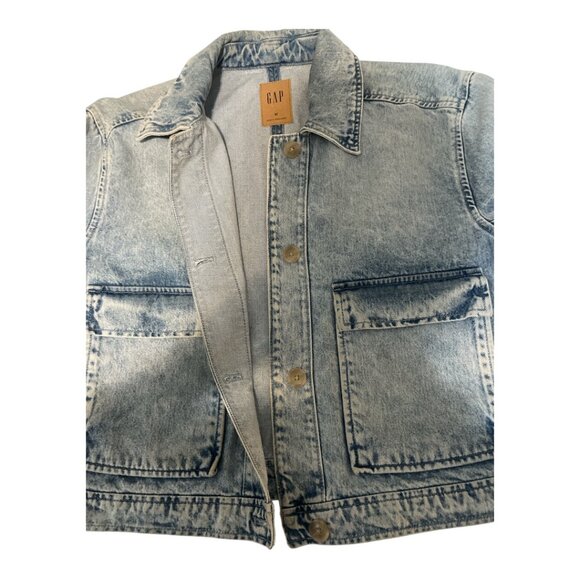 GAP WOMEN'S MEDIUM JEAN JACKET WITH BUTTONS AND FRONT POCKETS - Picture 6 of 7